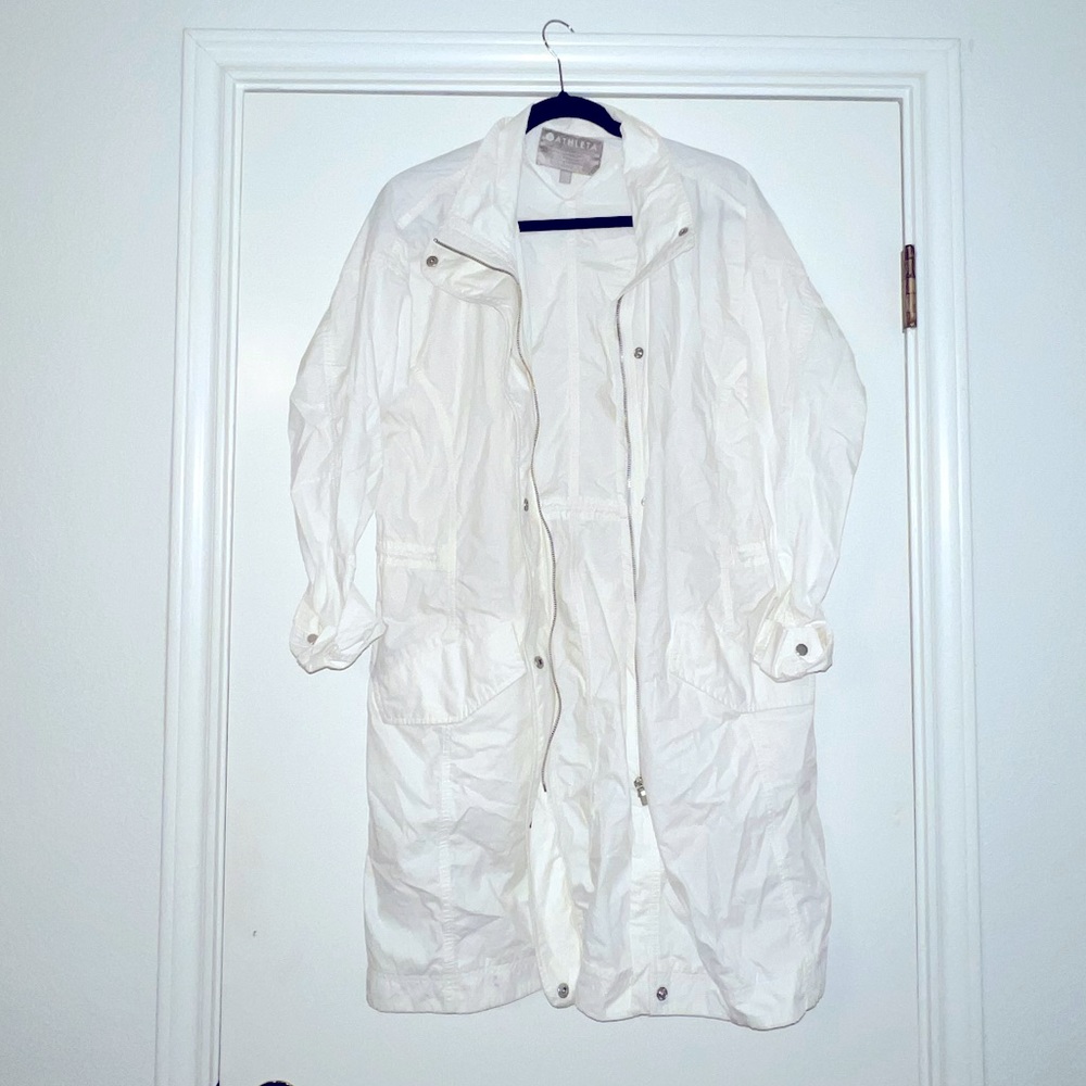 White Athleta Long Windbreaker